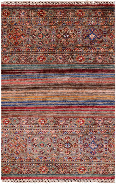 Khorjin Persian Gabbeh Hand Knotted Wool Rug - 3' 3" X 4' 11" - Golden Nile