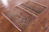 Khorjin Persian Gabbeh Hand Knotted Wool Rug - 3' 3" X 4' 11" - Golden Nile