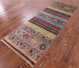 Khorjin Persian Gabbeh Handmade Wool Runner Rug - 2' 8" X 7' 10" - Golden Nile