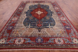 Blue Persian Tabriz Hand Knotted Wool Rug - 8' 9" X 11' 11" - Golden Nile