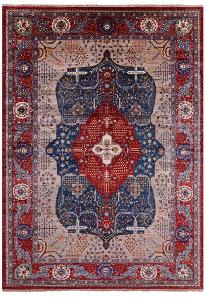 Blue Persian Tabriz Hand Knotted Wool Rug - 8' 9" X 11' 11" - Golden Nile