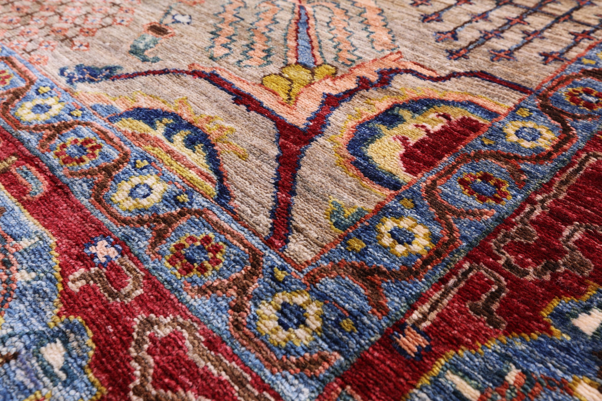 Blue Persian Tabriz Hand Knotted Wool Rug - 8' 9" X 11' 11" - Golden Nile