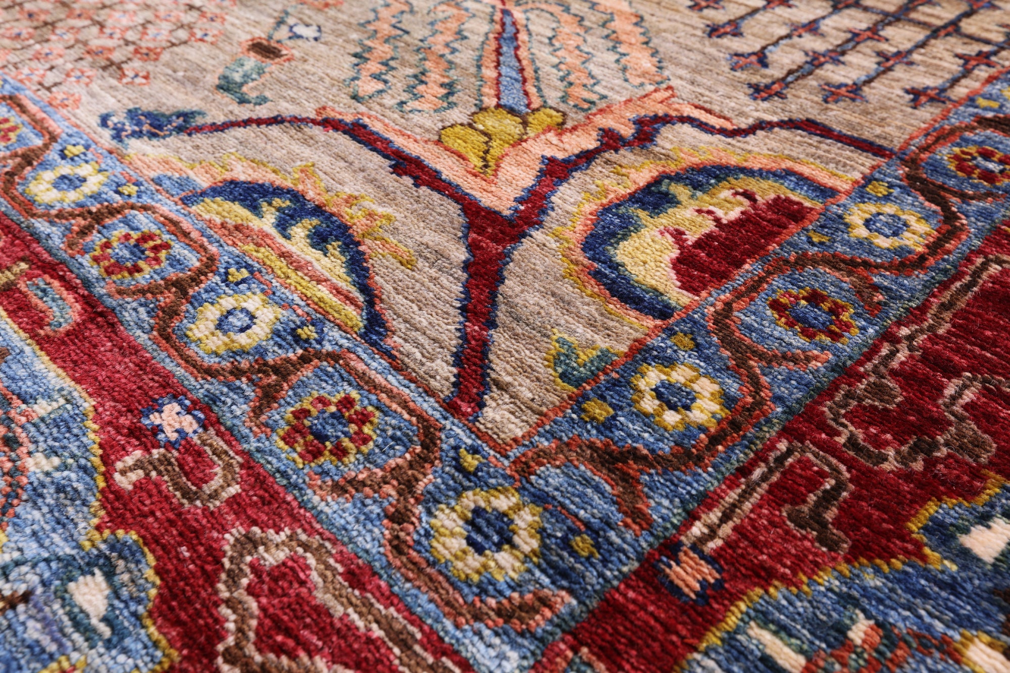 Blue Persian Tabriz Hand Knotted Wool Rug - 8' 9" X 11' 11" - Golden Nile