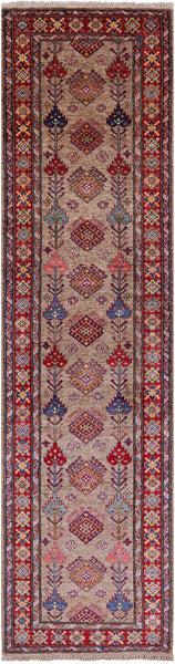 Super Kazak Handmade Wool Runner Rug - 2' 6" X 10' 1" - Golden Nile