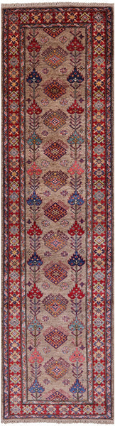 Super Kazak Handmade Wool Runner Rug - 2' 8" X 10' 1" - Golden Nile