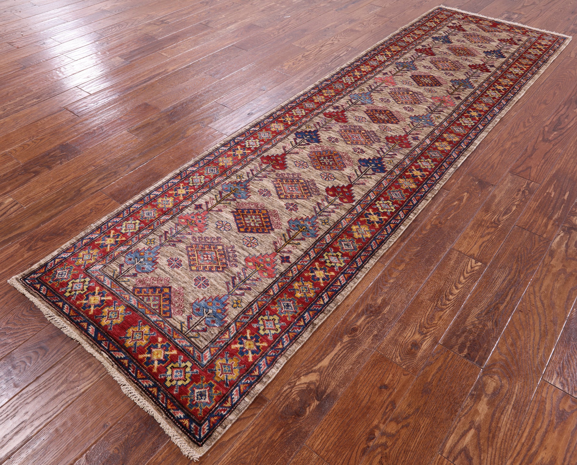 Super Kazak Hand Knotted Wool Runner Rug - 2' 9" X 9' 10" - Golden Nile
