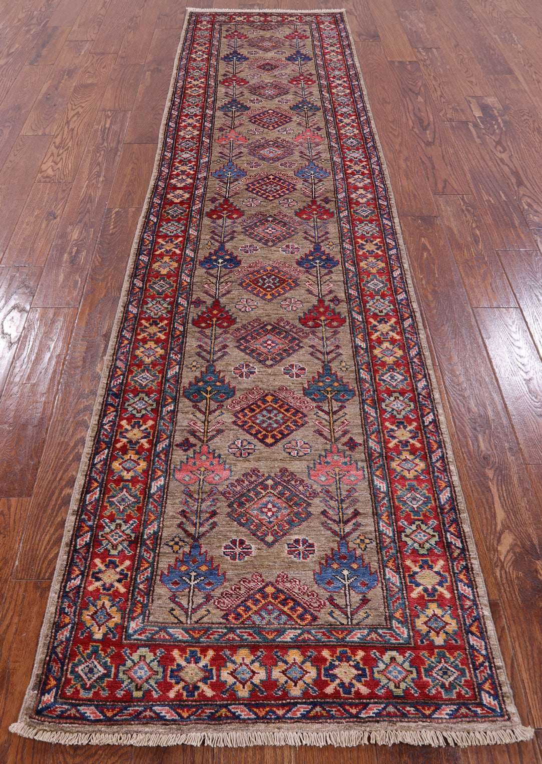Super Kazak Handmade Wool Runner Rug - 2' 6" X 10' 2" - Golden Nile