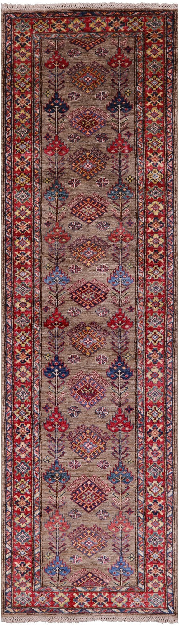 Super Kazak Hand Knotted Wool Runner Rug - 2' 8" X 9' 7" - Golden Nile