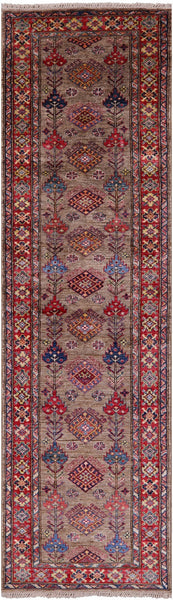 Super Kazak Hand Knotted Wool Runner Rug - 2' 8" X 9' 7" - Golden Nile