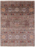 Khorjin Persian Gabbeh Handmade Wool Rug - 5' 1" X 6' 7" - Golden Nile