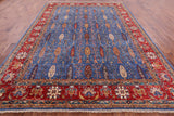Blue Persian Fine Serapi Hand Knotted Wool Rug - 9' 0" X 11' 11" - Golden Nile
