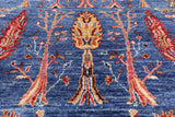 Blue Persian Fine Serapi Hand Knotted Wool Rug - 9' 0" X 11' 11" - Golden Nile
