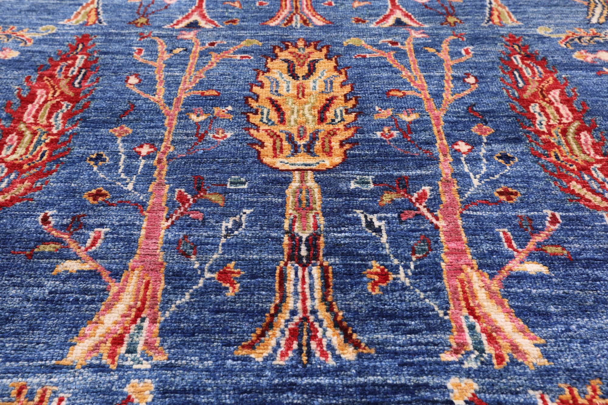 Blue Persian Fine Serapi Hand Knotted Wool Rug - 9' 0" X 11' 11" - Golden Nile