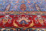 Blue Persian Fine Serapi Hand Knotted Wool Rug - 9' 0" X 11' 11" - Golden Nile