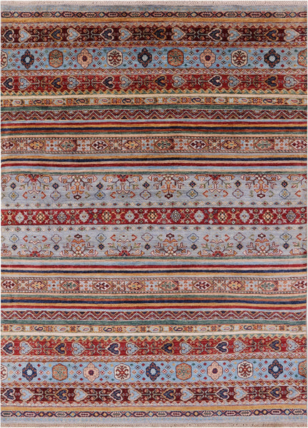 Khorjin Persian Gabbeh Handmade Wool Rug - 5' 10" X 7' 8" - Golden Nile