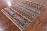 Khorjin Persian Gabbeh Handmade Wool Rug - 5' 10" X 7' 8" - Golden Nile