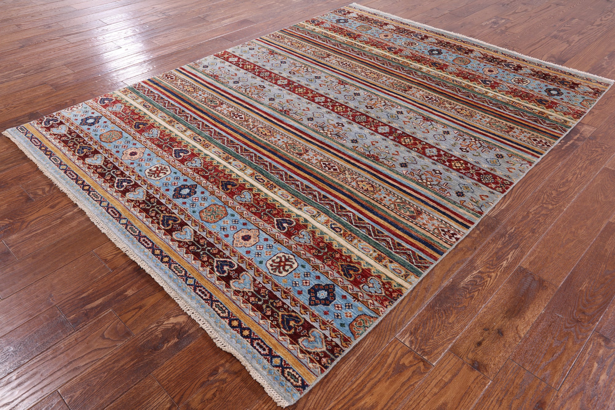 Khorjin Persian Gabbeh Handmade Wool Rug - 5' 10" X 7' 8" - Golden Nile
