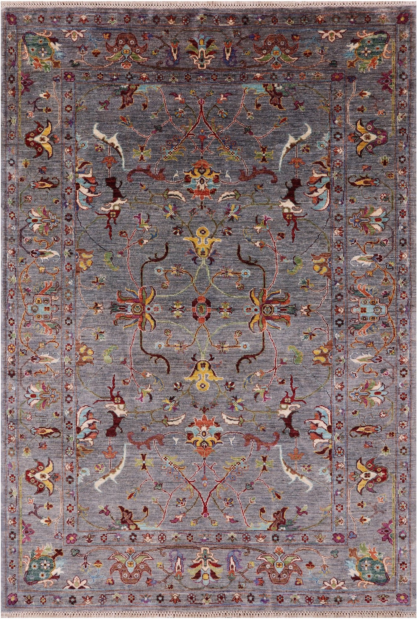 Grey Peshawar Handmade Wool Rug - 5' 8" X 8' 1" - Golden Nile