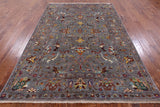 Grey Peshawar Handmade Wool Rug - 5' 8" X 8' 1" - Golden Nile