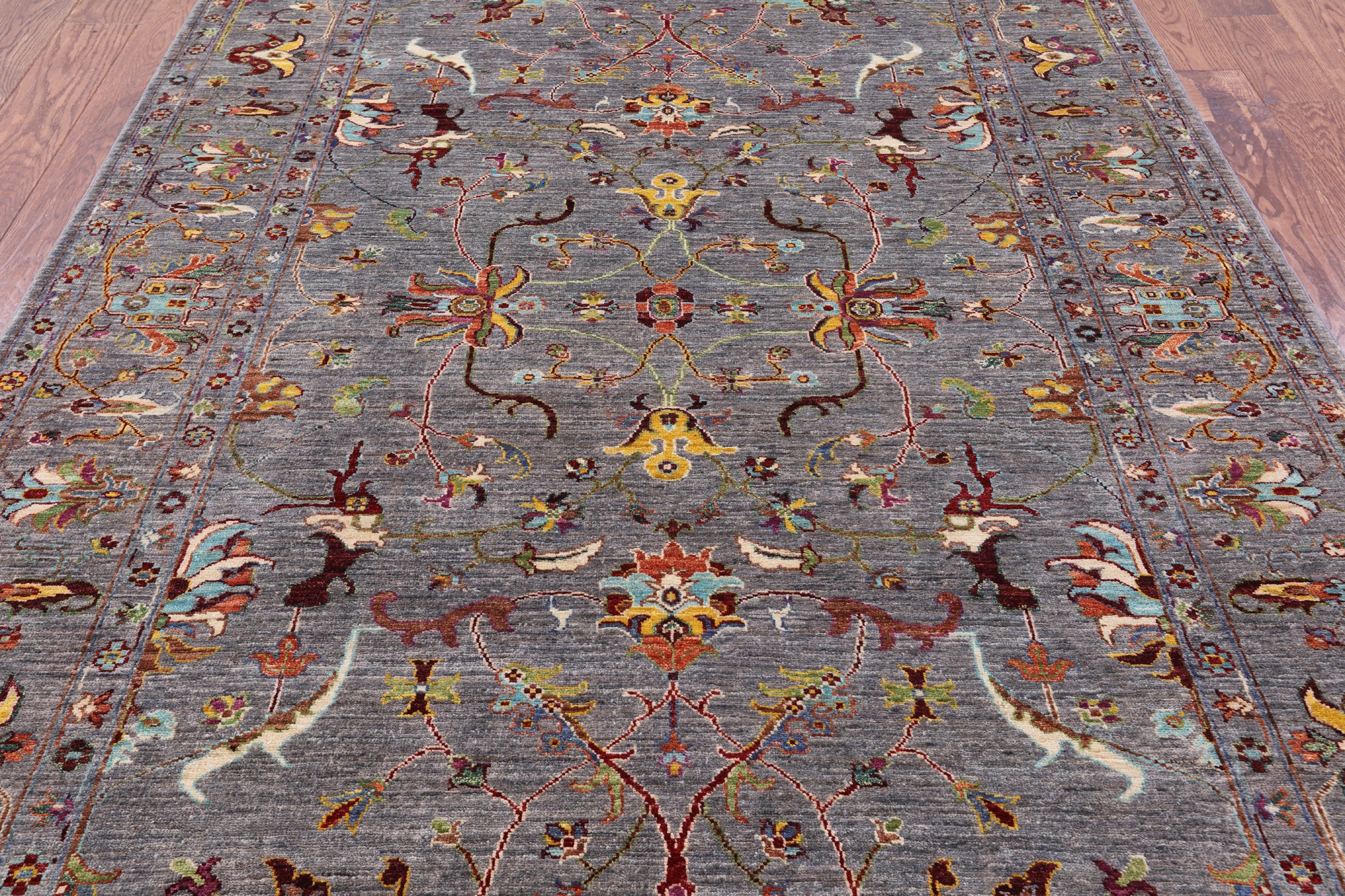 Grey Peshawar Handmade Wool Rug - 5' 8" X 8' 1" - Golden Nile
