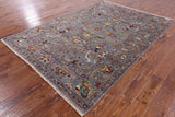 Grey Peshawar Handmade Wool Rug - 5' 8" X 8' 1" - Golden Nile