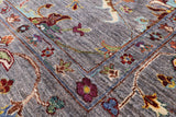 Grey Peshawar Handmade Wool Rug - 5' 8" X 8' 1" - Golden Nile