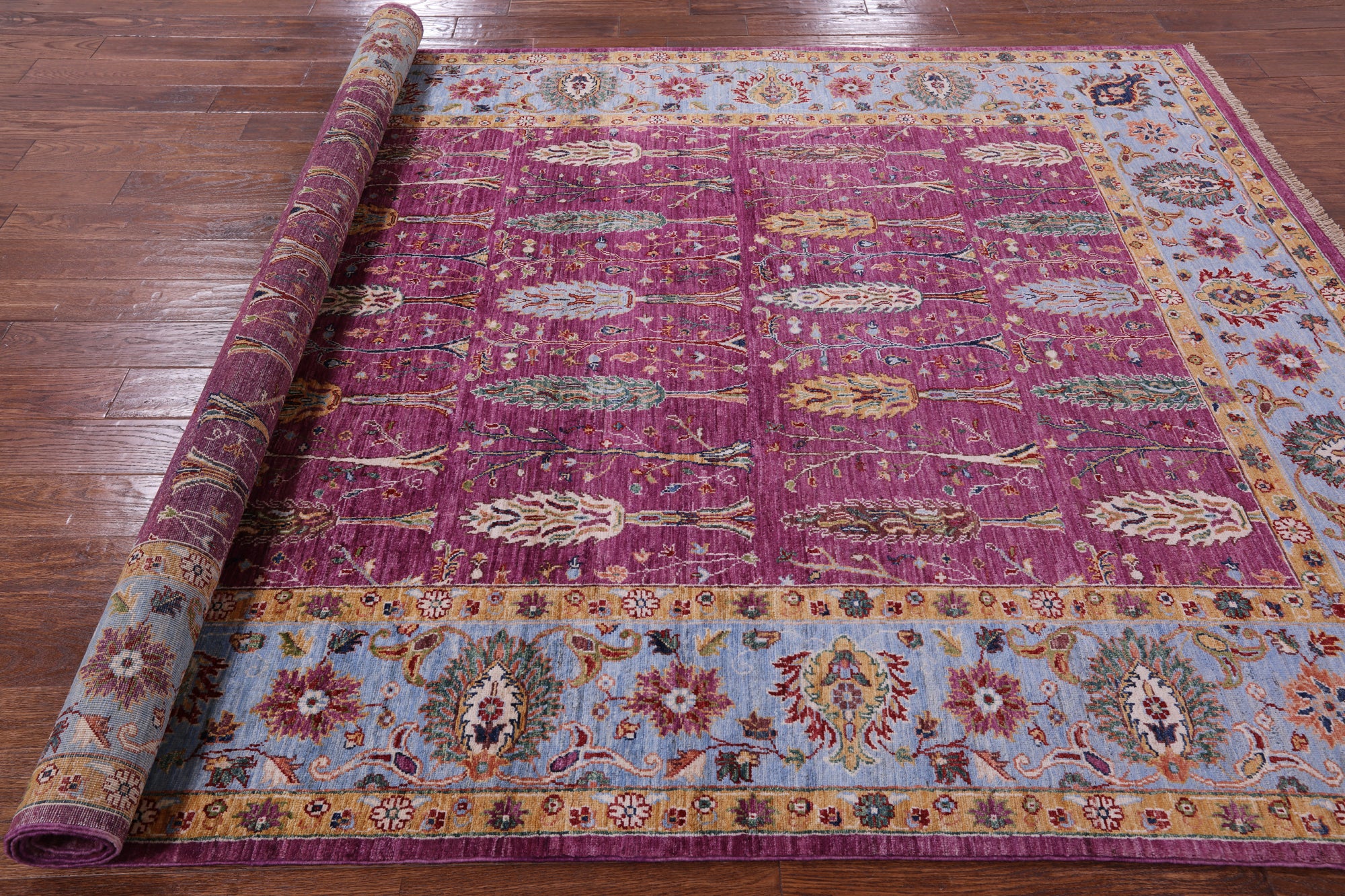 Purple Persian Fine Serapi Hand Knotted Wool Rug - 6' 10" X 9' 8" - Golden Nile