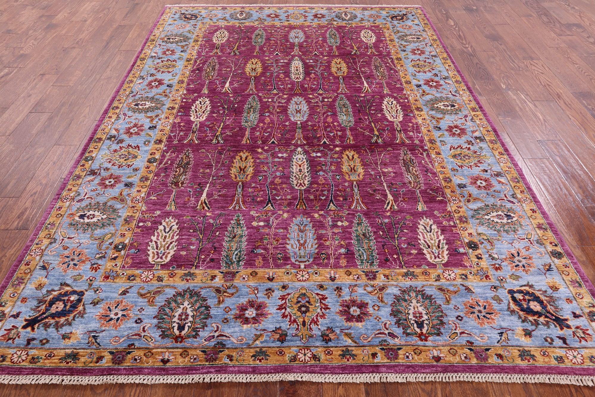 Purple Persian Fine Serapi Hand Knotted Wool Rug - 6' 10" X 9' 8" - Golden Nile