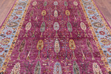 Purple Persian Fine Serapi Hand Knotted Wool Rug - 6' 10" X 9' 8" - Golden Nile