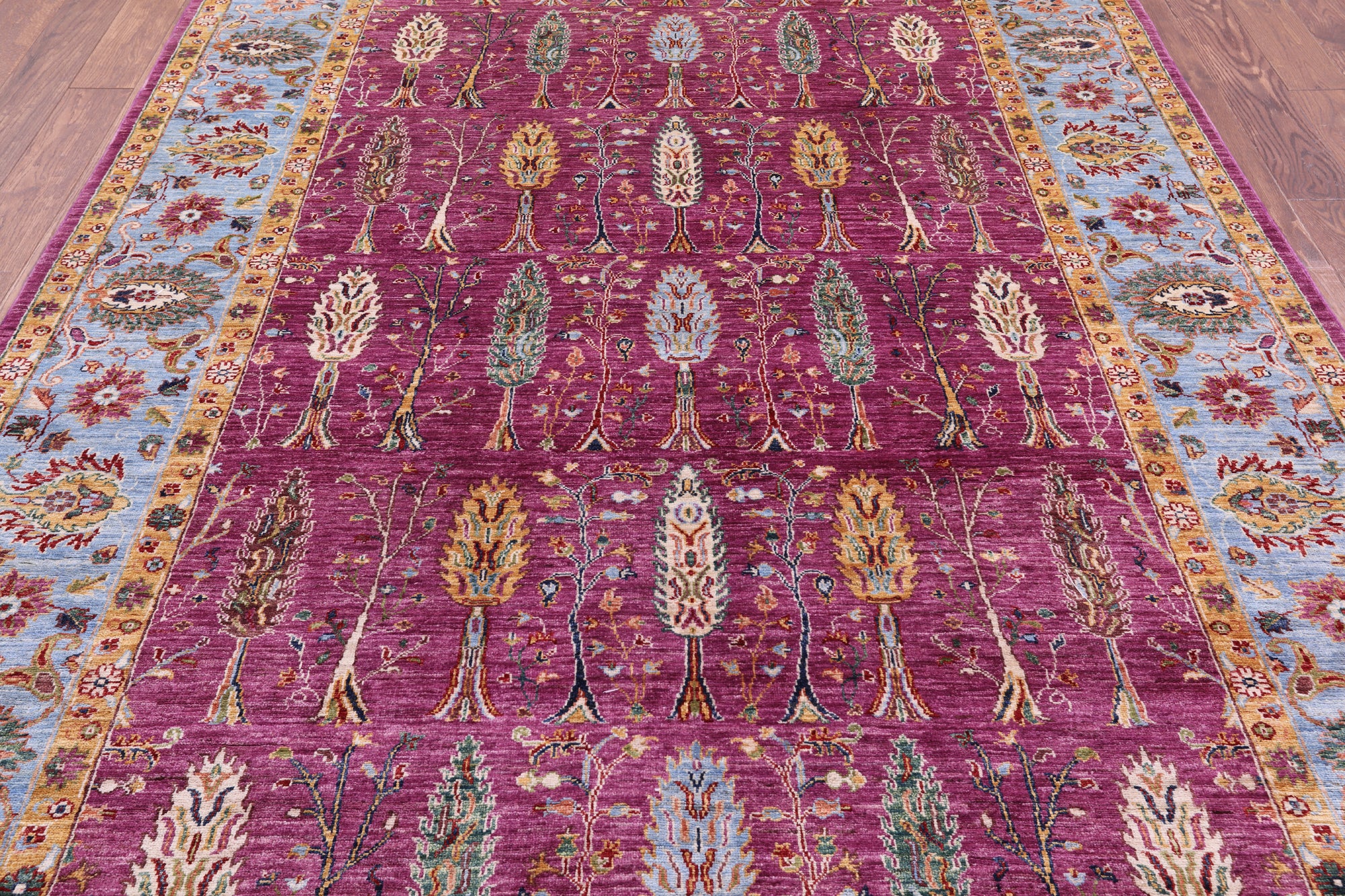 Purple Persian Fine Serapi Hand Knotted Wool Rug - 6' 10" X 9' 8" - Golden Nile