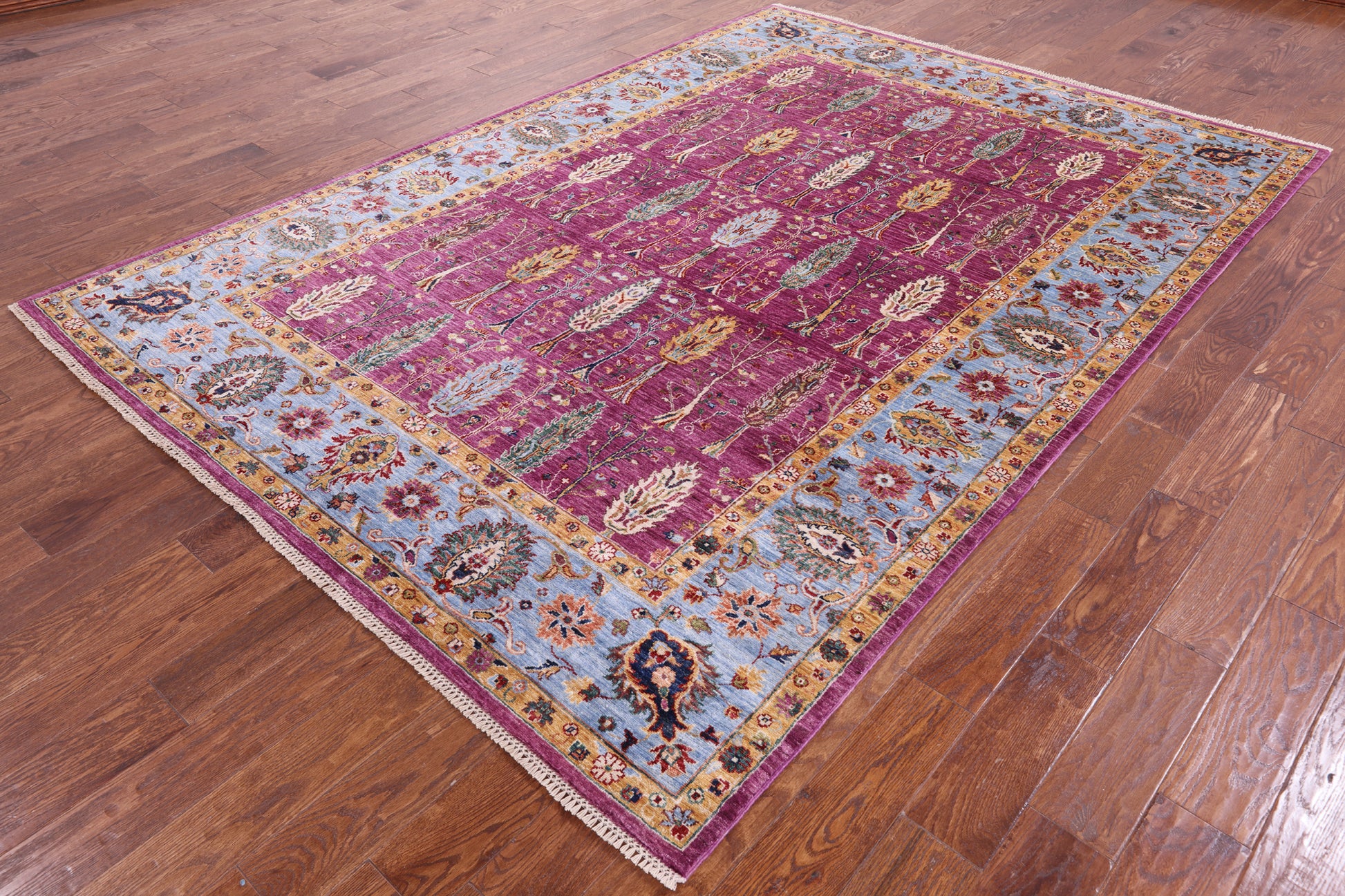 Purple Persian Fine Serapi Hand Knotted Wool Rug - 6' 10" X 9' 8" - Golden Nile