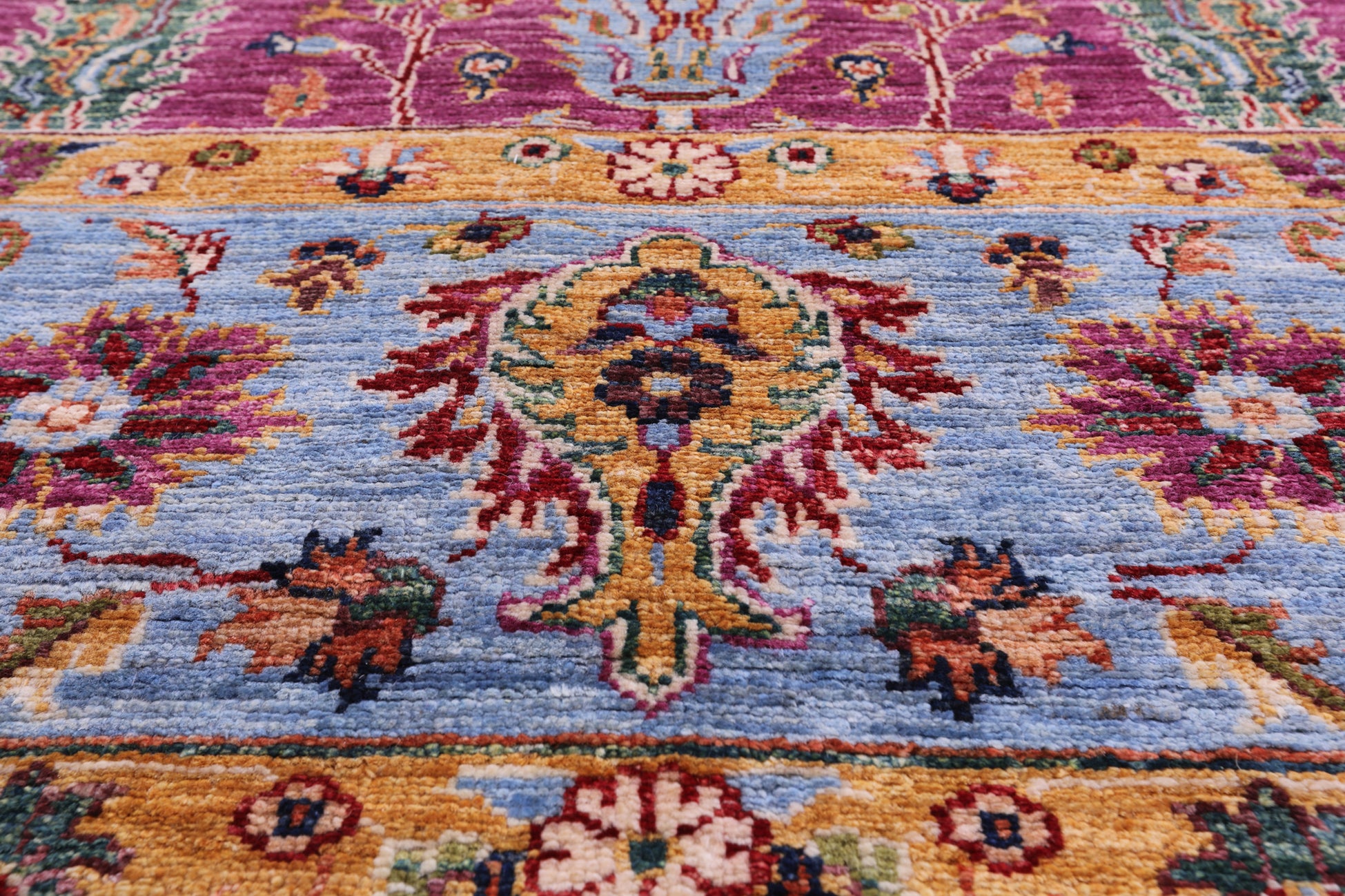 Purple Persian Fine Serapi Hand Knotted Wool Rug - 6' 10" X 9' 8" - Golden Nile