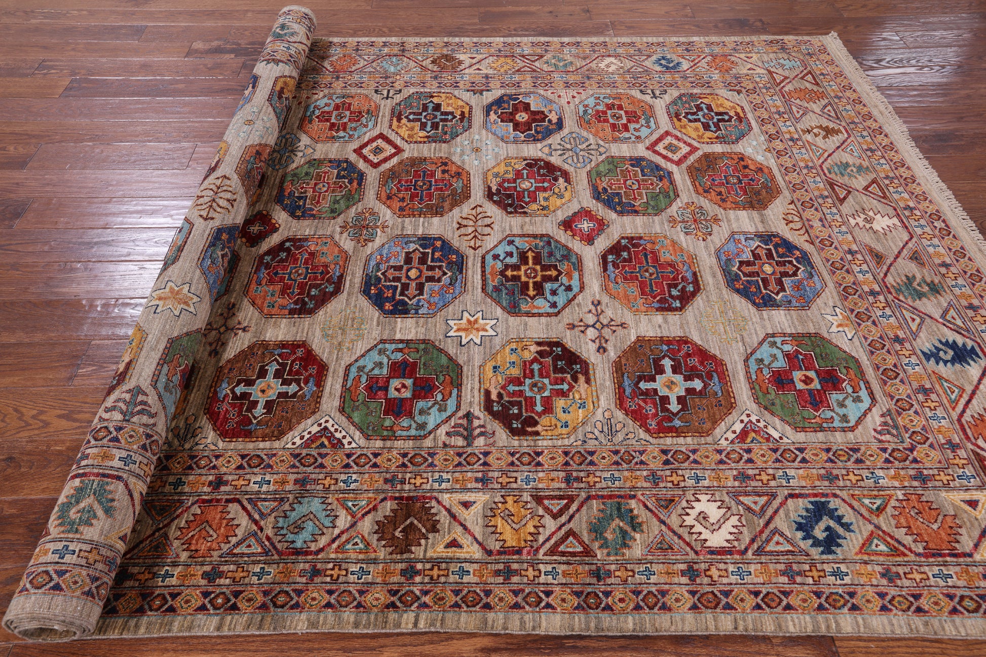 Turkmen Ersari Handmade Wool Rug - 6' 9" X 10' 0" - Golden Nile