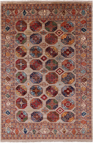 Turkmen Ersari Handmade Wool Rug - 6' 9" X 10' 0" - Golden Nile