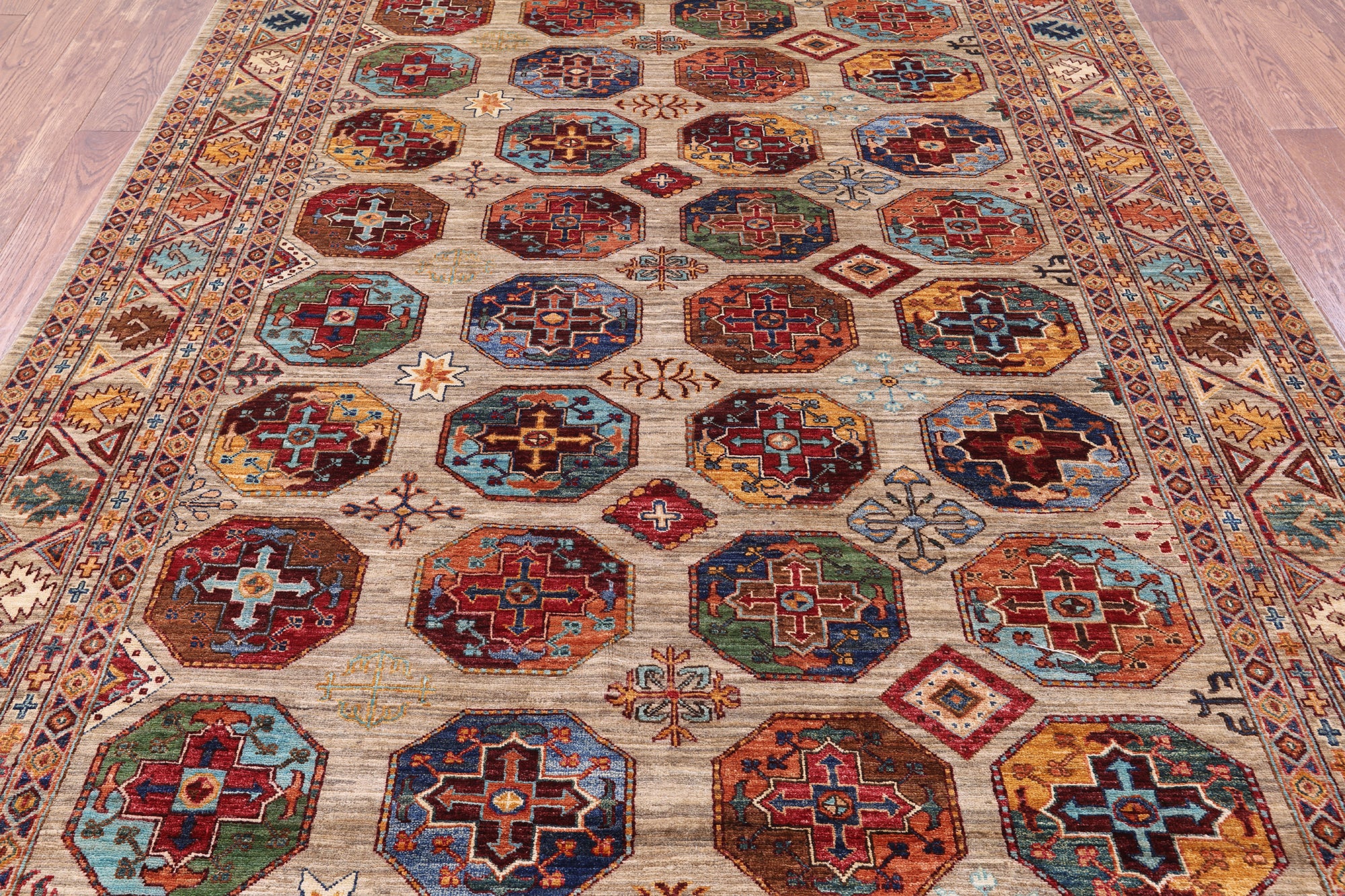 Turkmen Ersari Handmade Wool Rug - 6' 9" X 10' 0" - Golden Nile