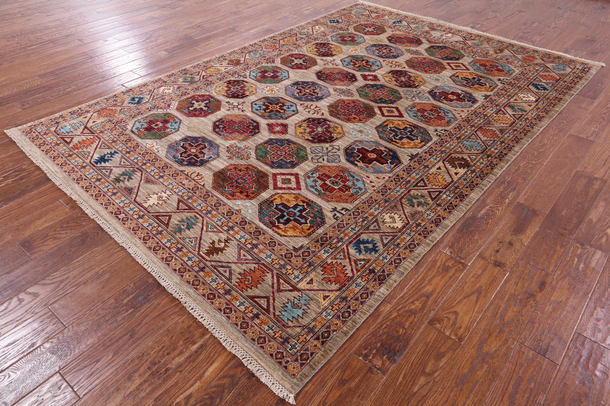 Turkmen Ersari Handmade Wool Rug - 6' 9" X 10' 0" - Golden Nile