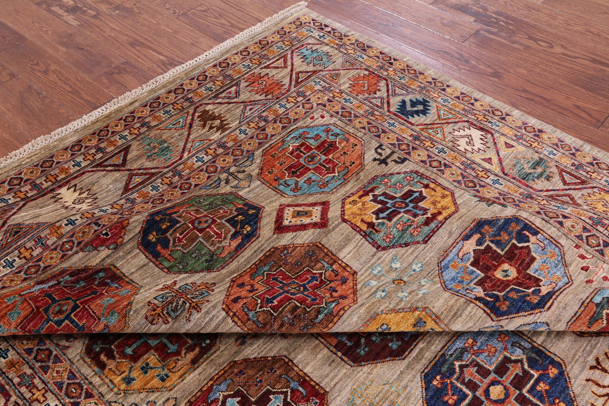 Turkmen Ersari Handmade Wool Rug - 6' 9" X 10' 0" - Golden Nile