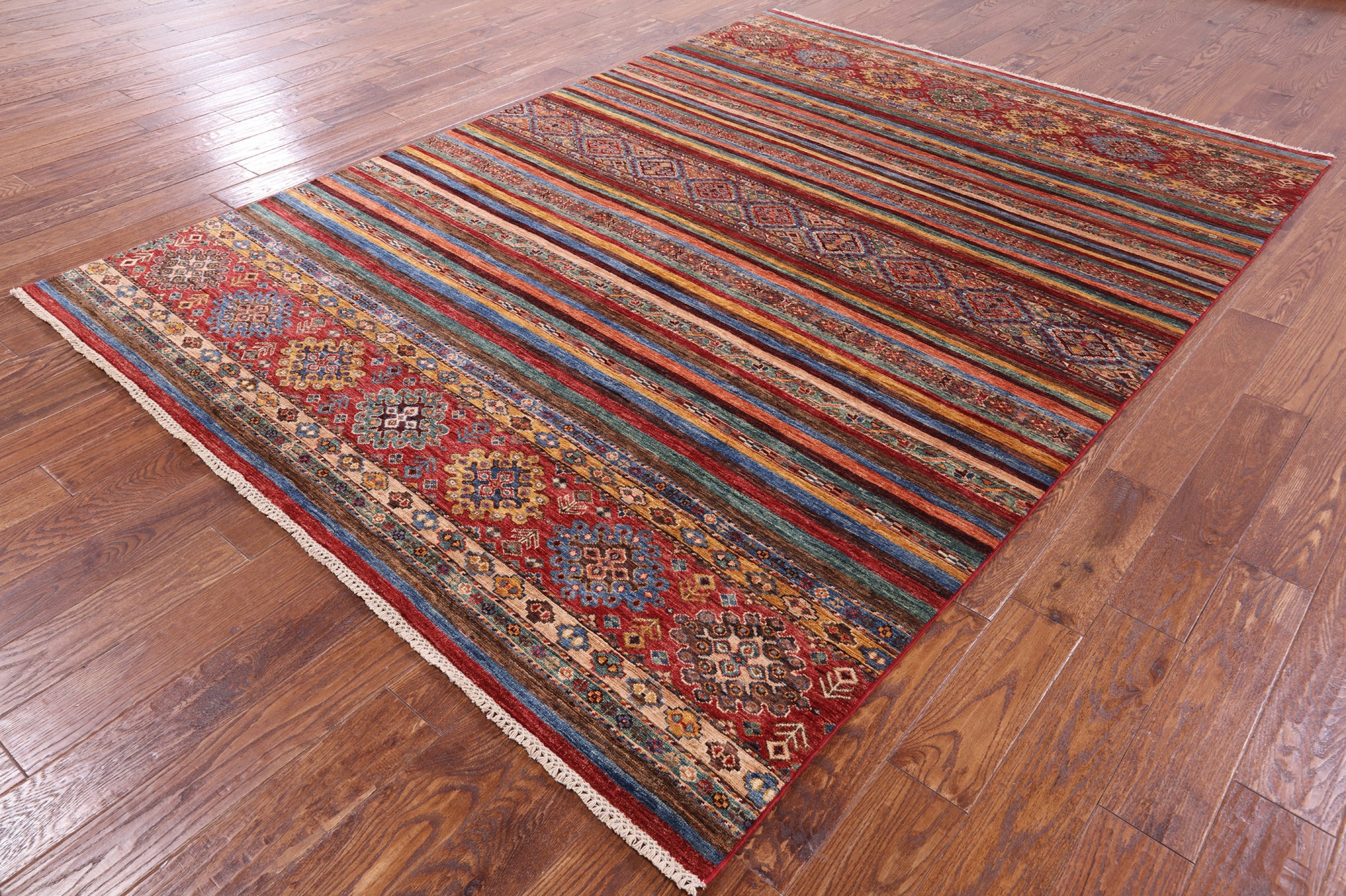 Khorjin Persian Gabbeh Handmade Wool Rug - 6' 10" X 9' 5" - Golden Nile