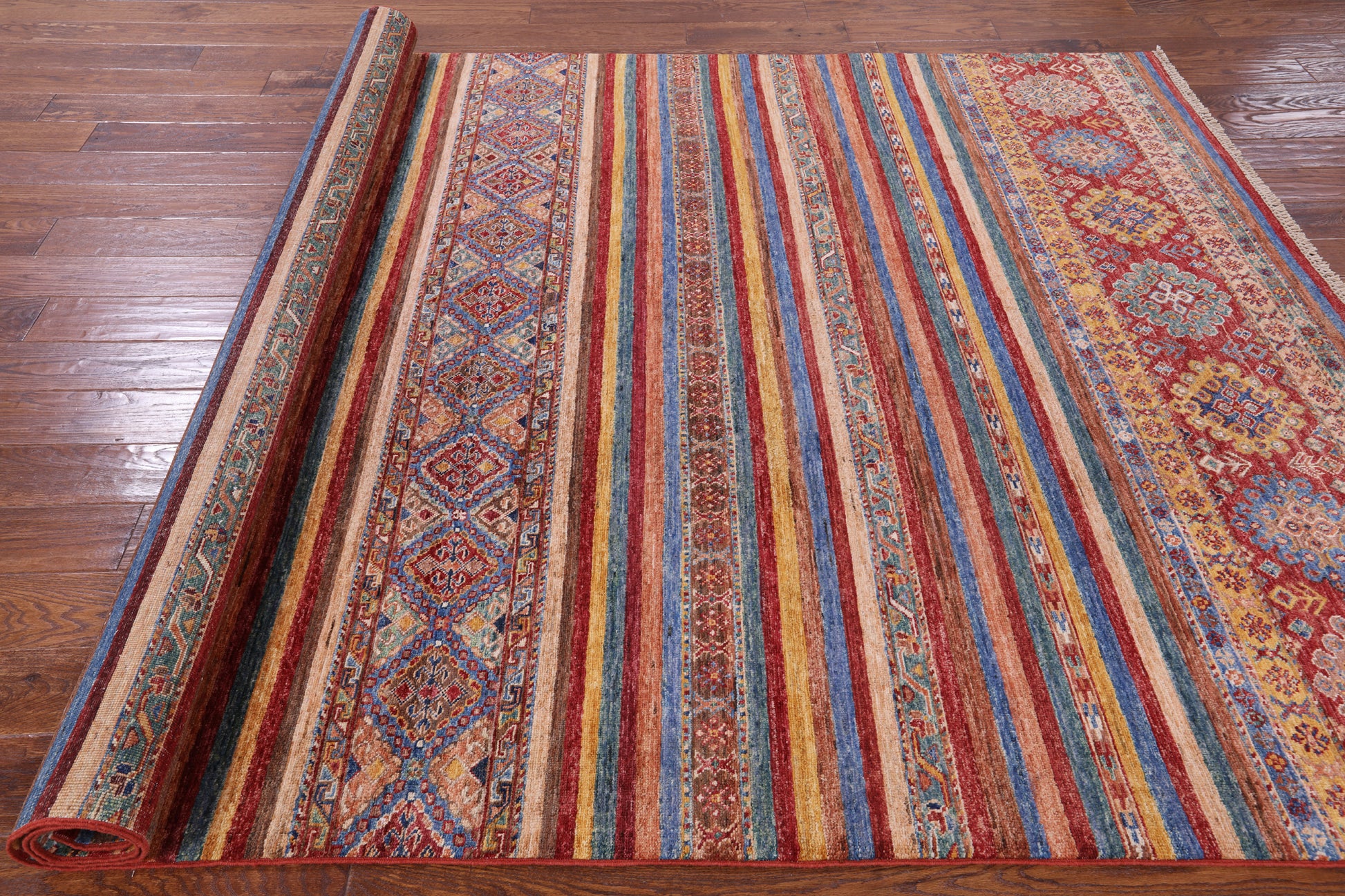 Khorjin Persian Gabbeh Hand Knotted Wool Rug - 6' 9" X 9' 11" - Golden Nile