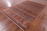 Khorjin Persian Gabbeh Hand Knotted Wool Rug - 6' 9" X 9' 11" - Golden Nile