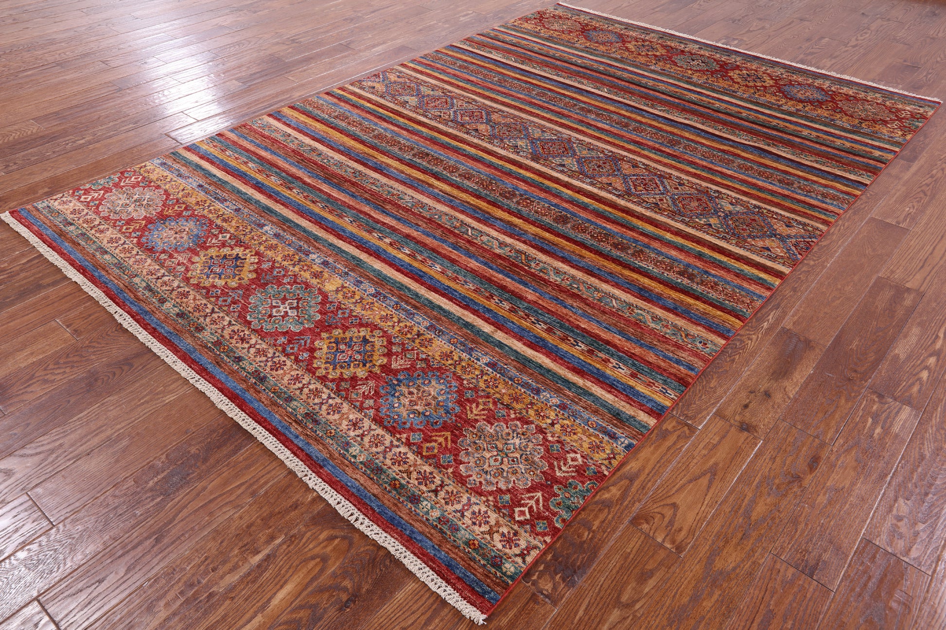 Khorjin Persian Gabbeh Hand Knotted Wool Rug - 6' 9" X 9' 11" - Golden Nile