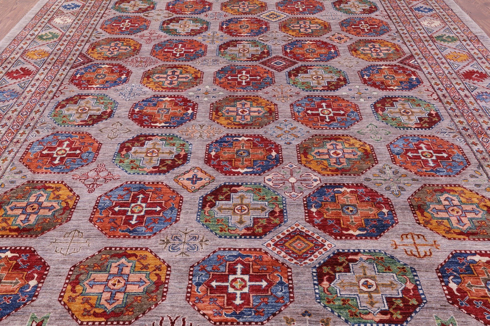 Turkmen Ersari Hand Knotted Wool Rug - 9' 11" X 12' 9" - Golden Nile