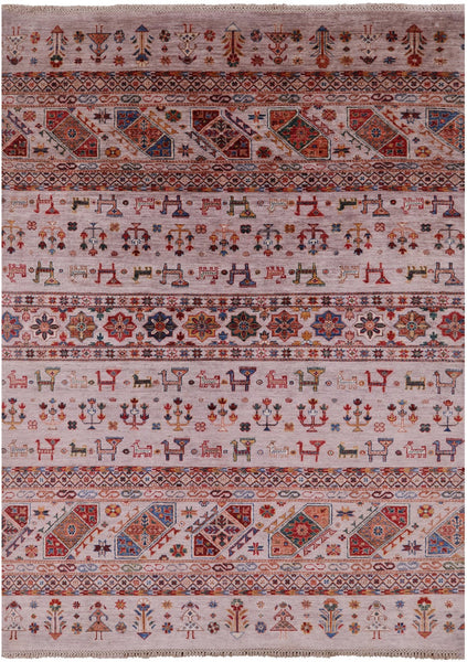 Persian Tribal Gabbeh Handmade Wool Rug - 5' 8" X 7' 8" - Golden Nile