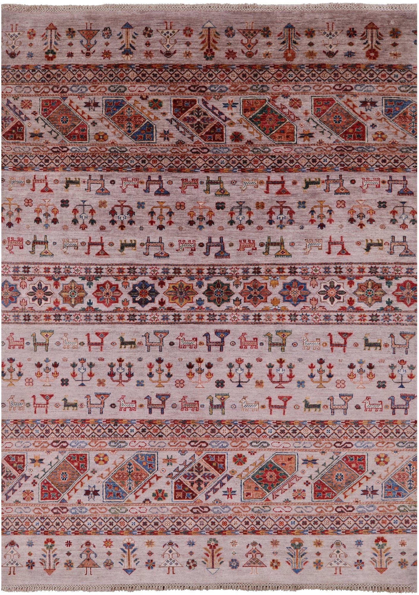 Persian Tribal Gabbeh Handmade Wool Rug - 5' 8" X 7' 8" - Golden Nile
