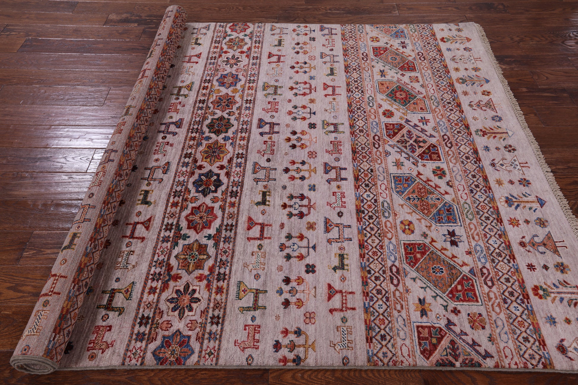 Persian Tribal Gabbeh Handmade Wool Rug - 5' 8" X 7' 8" - Golden Nile