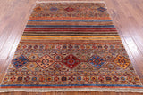 Khorjin Persian Gabbeh Handmade Wool Rug - 5' 0" X 6' 8" - Golden Nile