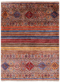 Khorjin Persian Gabbeh Handmade Wool Rug - 5' 0" X 6' 8" - Golden Nile
