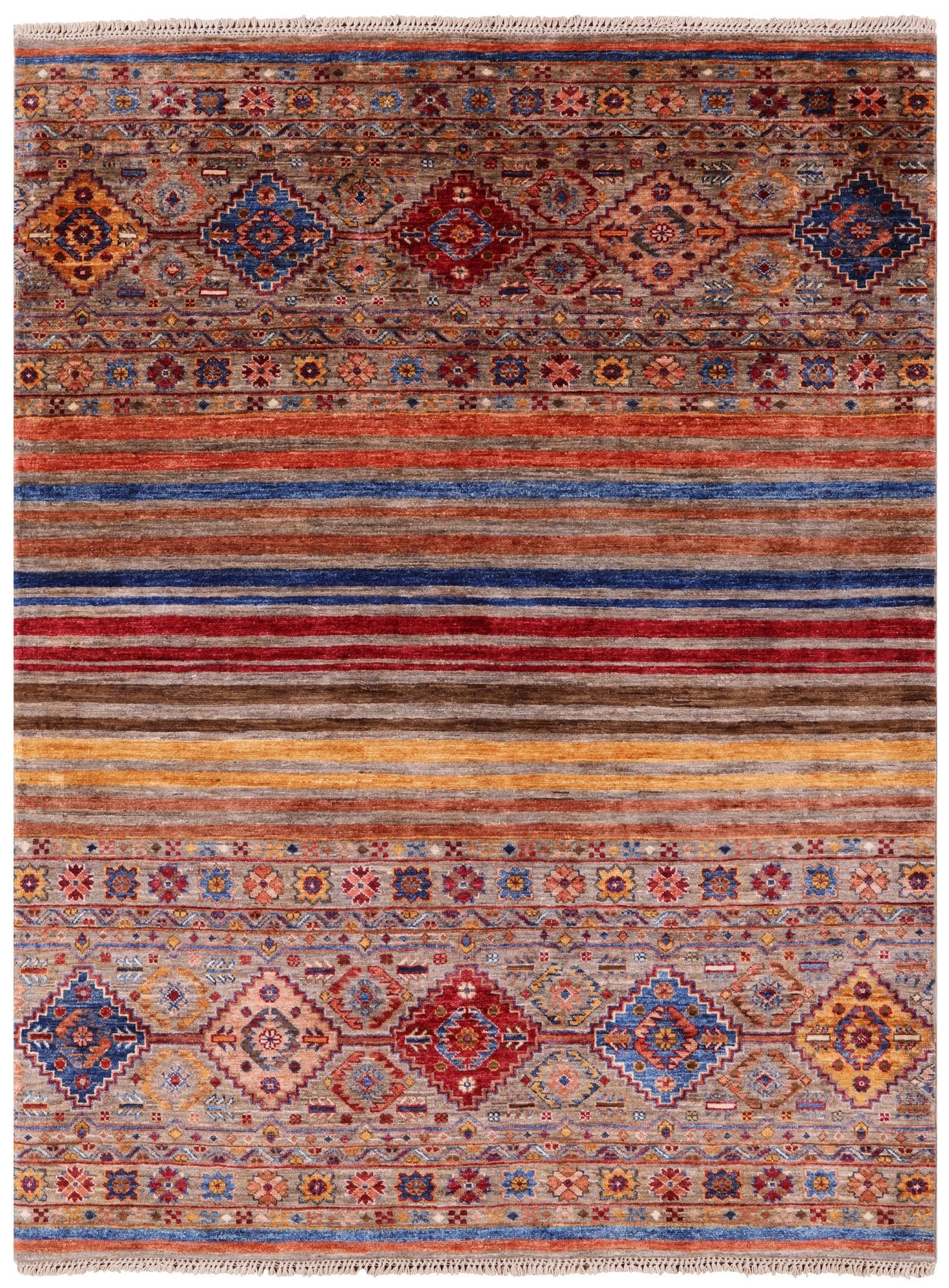 Khorjin Persian Gabbeh Handmade Wool Rug - 5' 0" X 6' 8" - Golden Nile