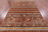 Khorjin Persian Gabbeh Hand Knotted Wool Rug - 5' 7" X 8' 2" - Golden Nile