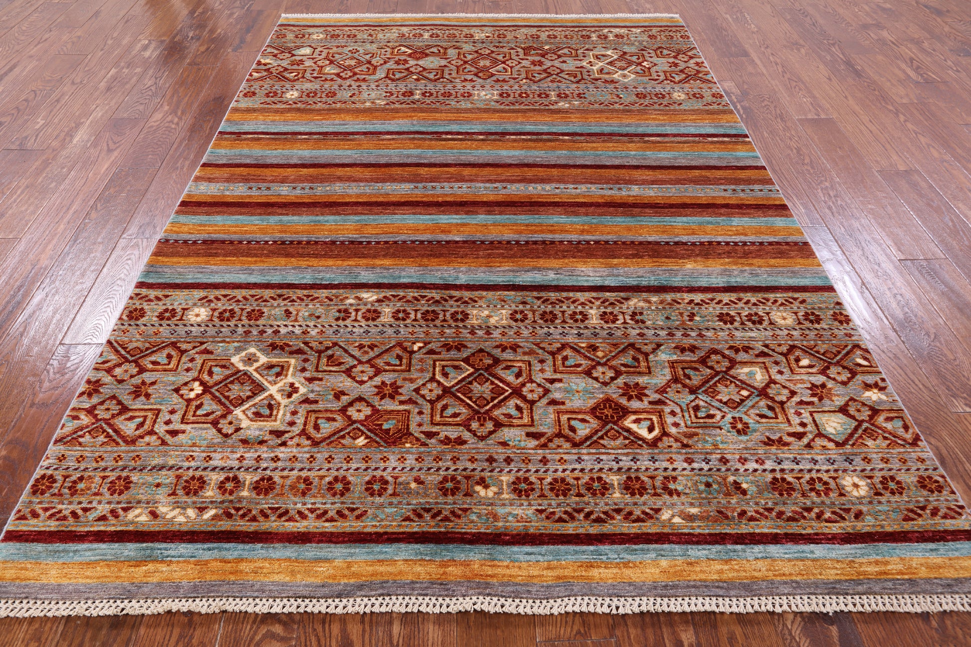Khorjin Persian Gabbeh Hand Knotted Wool Rug - 5' 7" X 8' 2" - Golden Nile